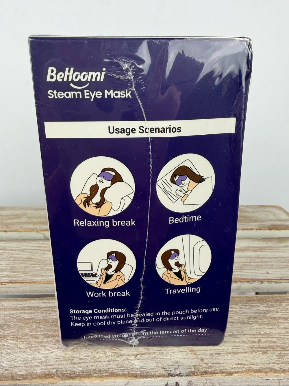 BeHoomi Lavender-scented Steam Eye Masks designed for relaxation & stress relief